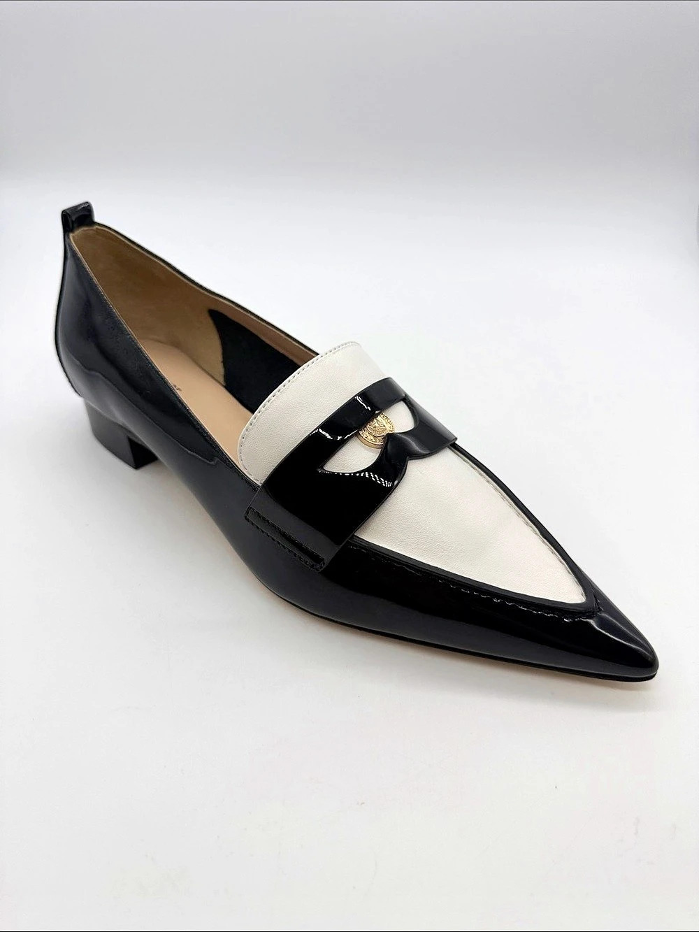 L'Agence Maelys Pointed Toe Penny Loafer Black & White. NWT
